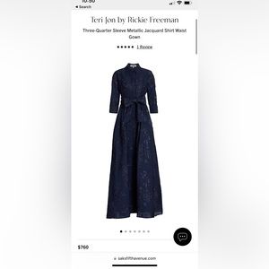 Teri Jon Navy shirt gown size 12